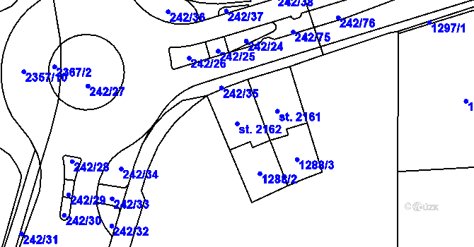 Parcela st. 2162 v KÚ Cheb, Katastrální mapa