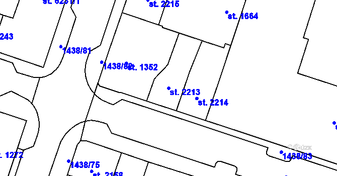 Parcela st. 2213 v KÚ Cheb, Katastrální mapa