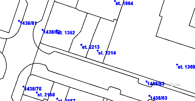 Parcela st. 2214 v KÚ Cheb, Katastrální mapa