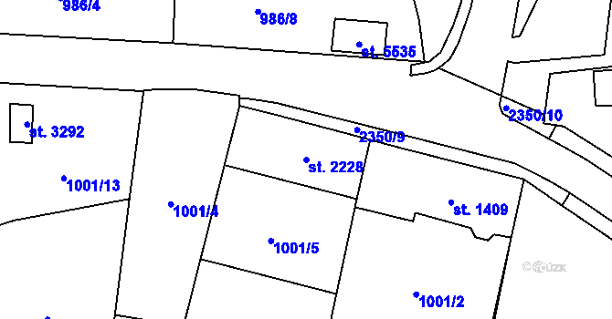 Parcela st. 2228 v KÚ Cheb, Katastrální mapa