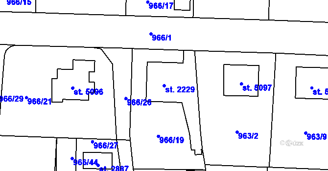 Parcela st. 2229 v KÚ Cheb, Katastrální mapa