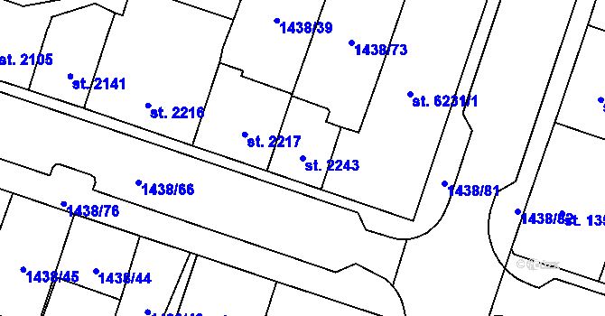 Parcela st. 2243 v KÚ Cheb, Katastrální mapa