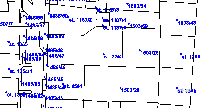 Parcela st. 2253 v KÚ Cheb, Katastrální mapa