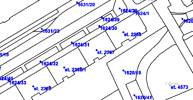 Parcela st. 2267 v KÚ Cheb, Katastrální mapa