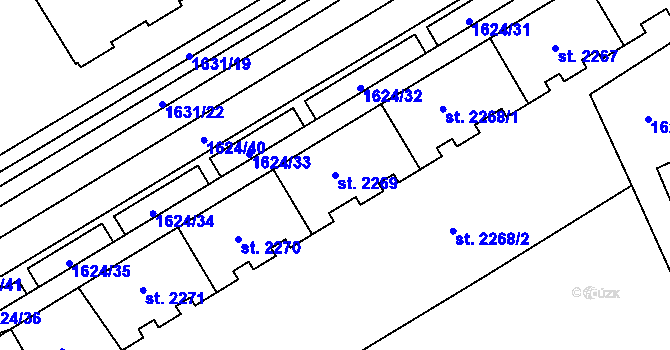 Parcela st. 2269 v KÚ Cheb, Katastrální mapa