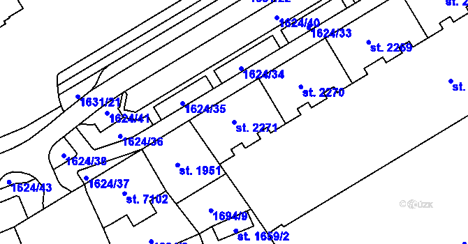 Parcela st. 2271 v KÚ Cheb, Katastrální mapa
