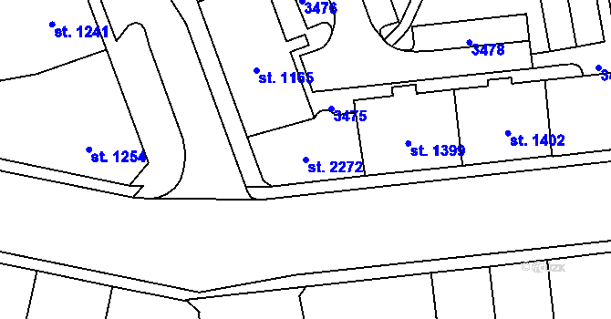 Parcela st. 2272 v KÚ Cheb, Katastrální mapa