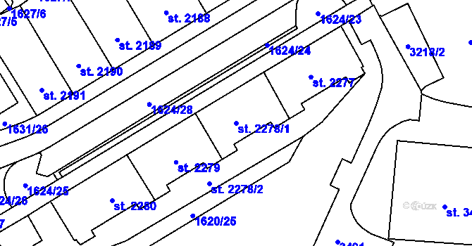 Parcela st. 2278/1 v KÚ Cheb, Katastrální mapa