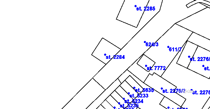 Parcela st. 2284 v KÚ Cheb, Katastrální mapa