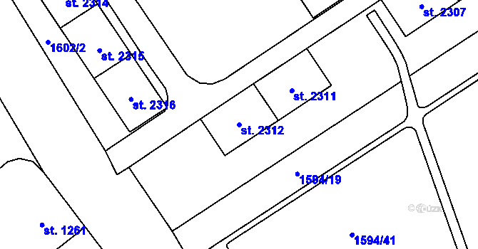 Parcela st. 2312 v KÚ Cheb, Katastrální mapa