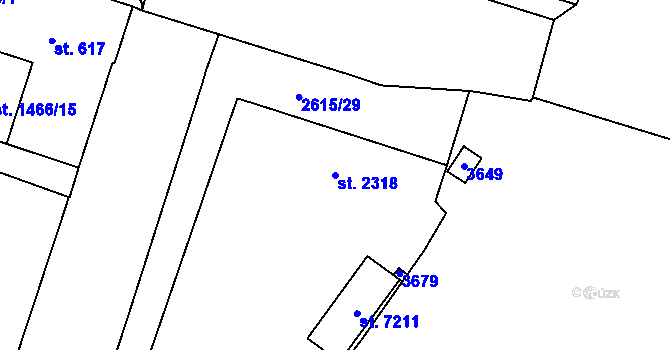 Parcela st. 2318 v KÚ Cheb, Katastrální mapa