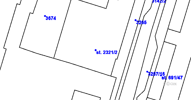 Parcela st. 2321/2 v KÚ Cheb, Katastrální mapa