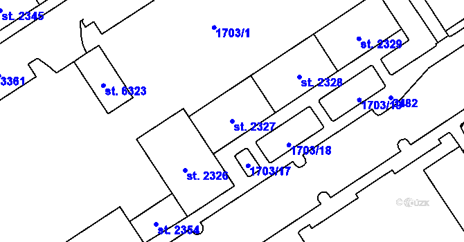 Parcela st. 2327 v KÚ Cheb, Katastrální mapa