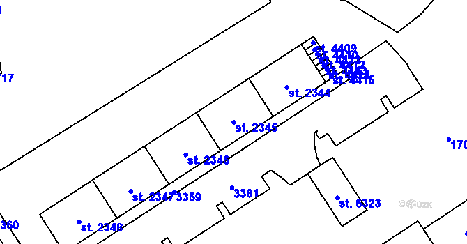 Parcela st. 2345 v KÚ Cheb, Katastrální mapa