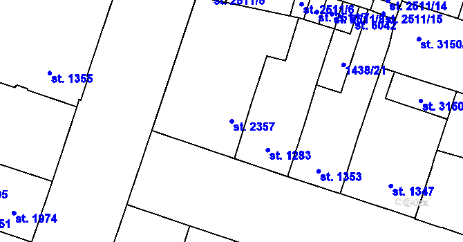 Parcela st. 2357 v KÚ Cheb, Katastrální mapa
