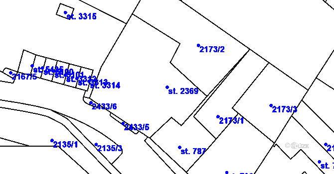 Parcela st. 2369 v KÚ Cheb, Katastrální mapa