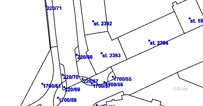 Parcela st. 2393 v KÚ Cheb, Katastrální mapa