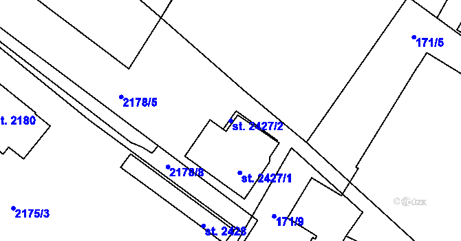 Parcela st. 2427/2 v KÚ Cheb, Katastrální mapa