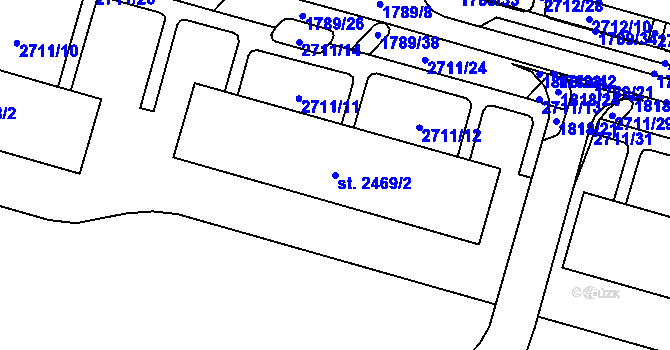 Parcela st. 2469/2 v KÚ Cheb, Katastrální mapa