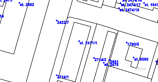 Parcela st. 2471/1 v KÚ Cheb, Katastrální mapa