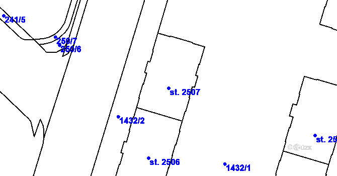Parcela st. 2507 v KÚ Cheb, Katastrální mapa