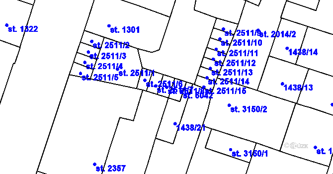 Parcela st. 2511/8 v KÚ Cheb, Katastrální mapa