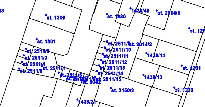 Parcela st. 2511/11 v KÚ Cheb, Katastrální mapa