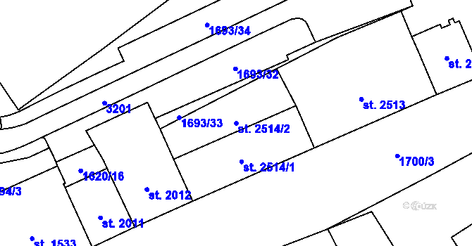 Parcela st. 2514/2 v KÚ Cheb, Katastrální mapa