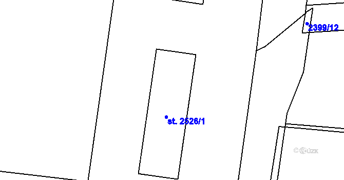 Parcela st. 2526/1 v KÚ Cheb, Katastrální mapa
