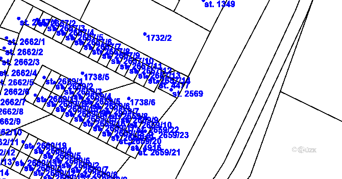 Parcela st. 2569 v KÚ Cheb, Katastrální mapa