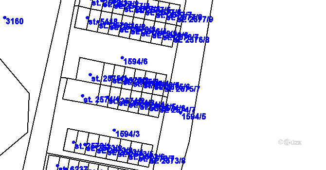 Parcela st. 2575/7 v KÚ Cheb, Katastrální mapa