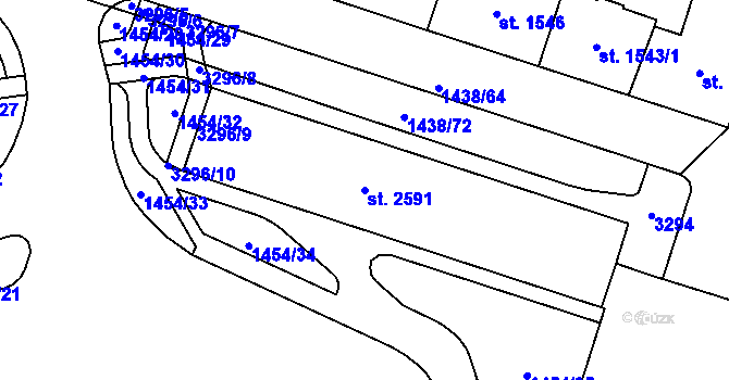 Parcela st. 2591 v KÚ Cheb, Katastrální mapa