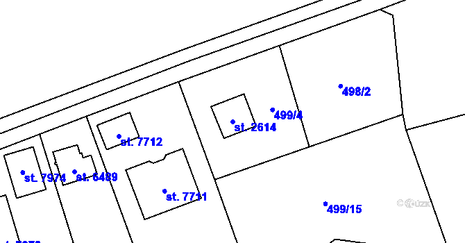 Parcela st. 2614 v KÚ Cheb, Katastrální mapa