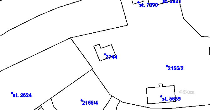 Parcela st. 2623 v KÚ Cheb, Katastrální mapa