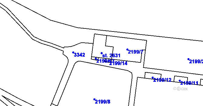 Parcela st. 2631 v KÚ Cheb, Katastrální mapa