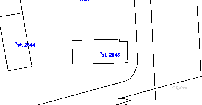 Parcela st. 2645 v KÚ Cheb, Katastrální mapa
