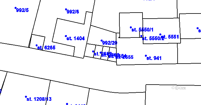 Parcela st. 2653 v KÚ Cheb, Katastrální mapa