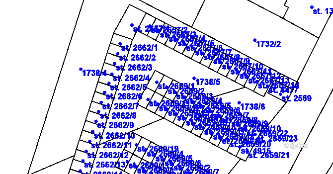 Parcela st. 2659/2 v KÚ Cheb, Katastrální mapa