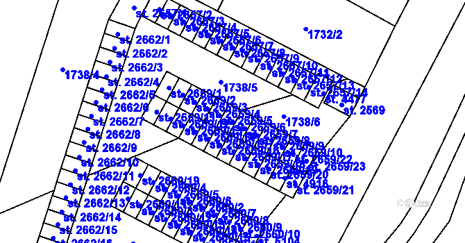 Parcela st. 2659/6 v KÚ Cheb, Katastrální mapa