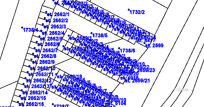 Parcela st. 2659/7 v KÚ Cheb, Katastrální mapa