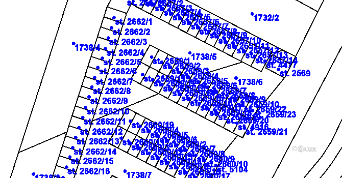 Parcela st. 2659/14 v KÚ Cheb, Katastrální mapa