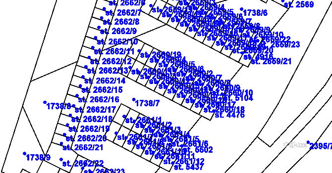 Parcela st. 2660/14 v KÚ Cheb, Katastrální mapa