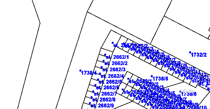 Parcela st. 2662/1 v KÚ Cheb, Katastrální mapa