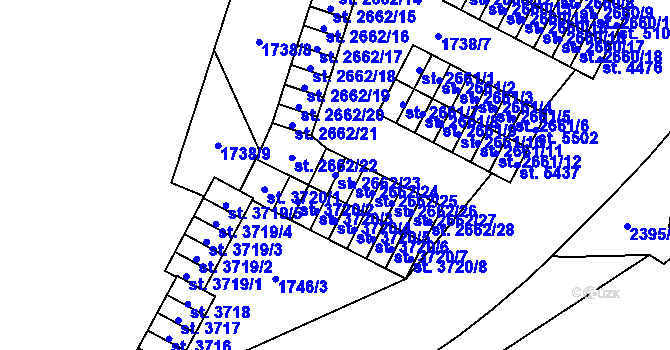Parcela st. 2662/23 v KÚ Cheb, Katastrální mapa
