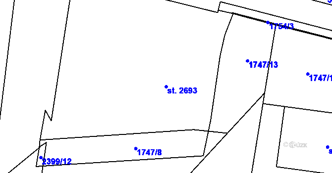 Parcela st. 2693 v KÚ Cheb, Katastrální mapa