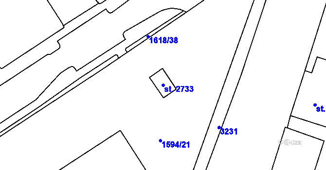 Parcela st. 2733 v KÚ Cheb, Katastrální mapa