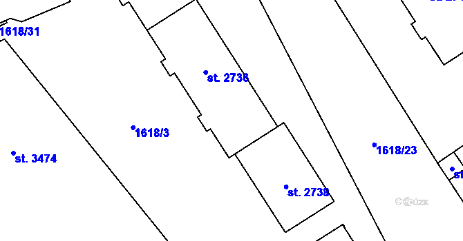 Parcela st. 2737 v KÚ Cheb, Katastrální mapa