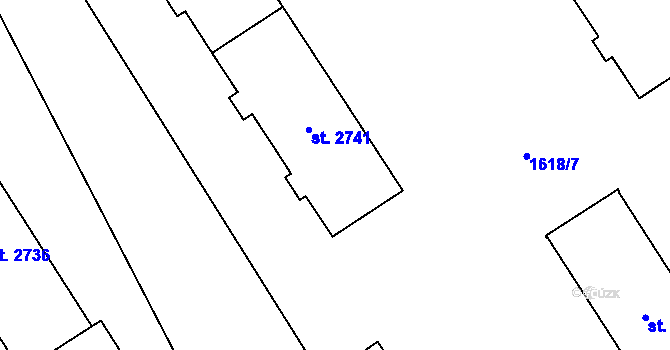 Parcela st. 2742 v KÚ Cheb, Katastrální mapa