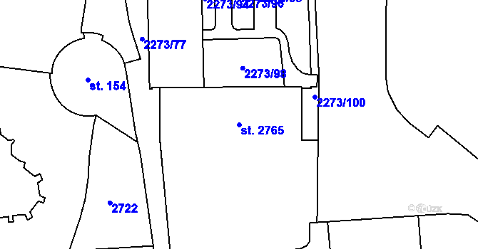 Parcela st. 2765 v KÚ Cheb, Katastrální mapa