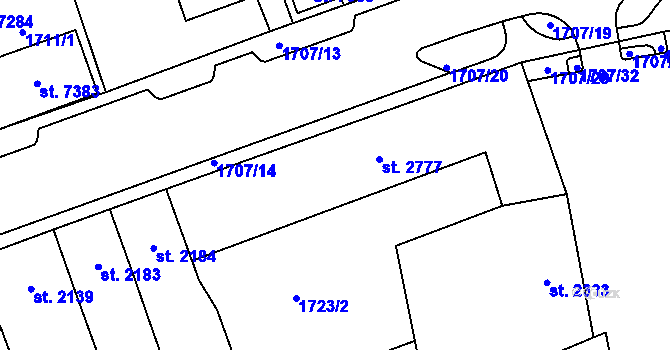 Parcela st. 2776 v KÚ Cheb, Katastrální mapa